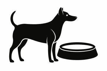 Dog Bowl Silhouette Vector Illustration Black And White