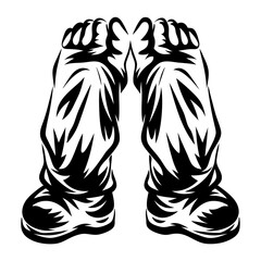 Stylized Vector Art Depicting Powerful Legs and Feet with Tribal Influences