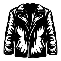 Stylized Graphic Illustration of an Open Jacket in Black and White