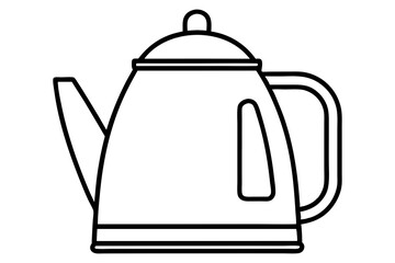 Electric Kettle Line Art Vector Illustration With White