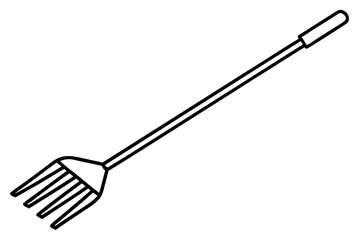 Garden Rake Line Art Vector Illustration With White