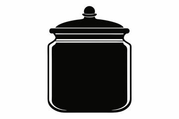 Glass Jar With Lid Silhouette Vector Illustration Black