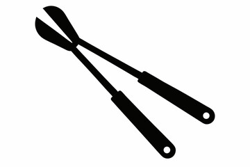 Kitchen Tongs Silhouette Vector Illustration Black