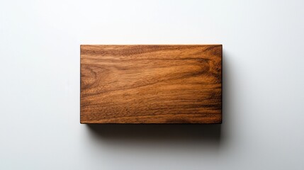 Naklejka premium Elegant wooden box resting on a light surface, showcasing natural grain patterns and craftsmanship details