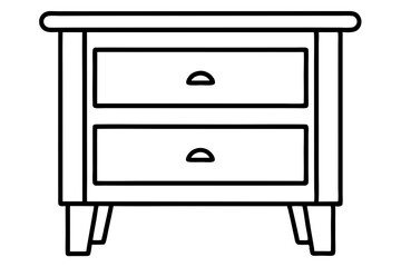 Nightstand Line Art Vector Illustration With White