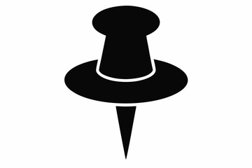 Push Pin Silhouette Vector Illustration Black And White