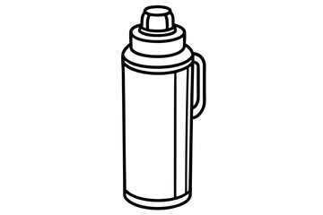 Thermos Flask Line Art Vector Illustration With White