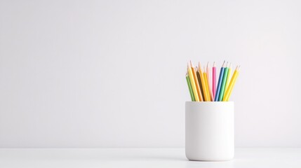 Obraz premium Colorful pencils in a white container