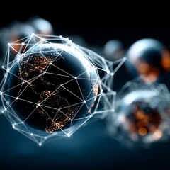 Global Connectivity: A Networked Earth Visualization with Illuminated Cities and Futuristic Design