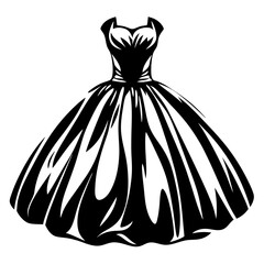 Elegant Black and White Ball Gown Illustration with a Unique Flair