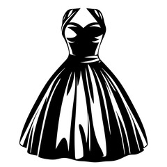 Elegant Black Dress Illustration with ALine Silhouette and Dramatic Lighting Effects