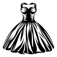 Stylized vintage dress illustration with halter top and full skirt design