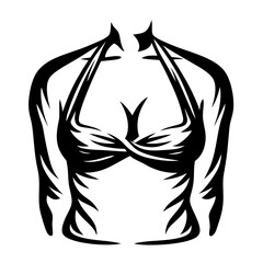 Abstract stylized female upper torso with geometric shapes in black and white