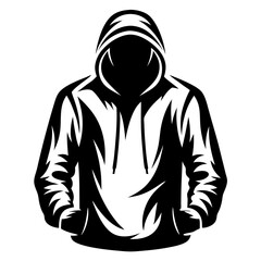 Silhouette of a person in a hoodie, faceless figure in streetwear style