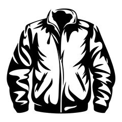 Monochromatic Illustration of a Stylish Zippered Jacket with a Unique Pattern