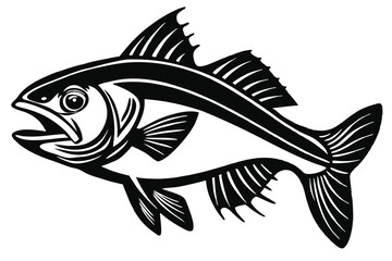 Fototapeta premium Beautiful fish haddock fish silhouette black vector illustration