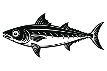 Beautiful fish mackerel fish silhouette black vector illustration 