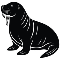 Walrus icon vector on White Background ,Vector Art Illustration on white background.