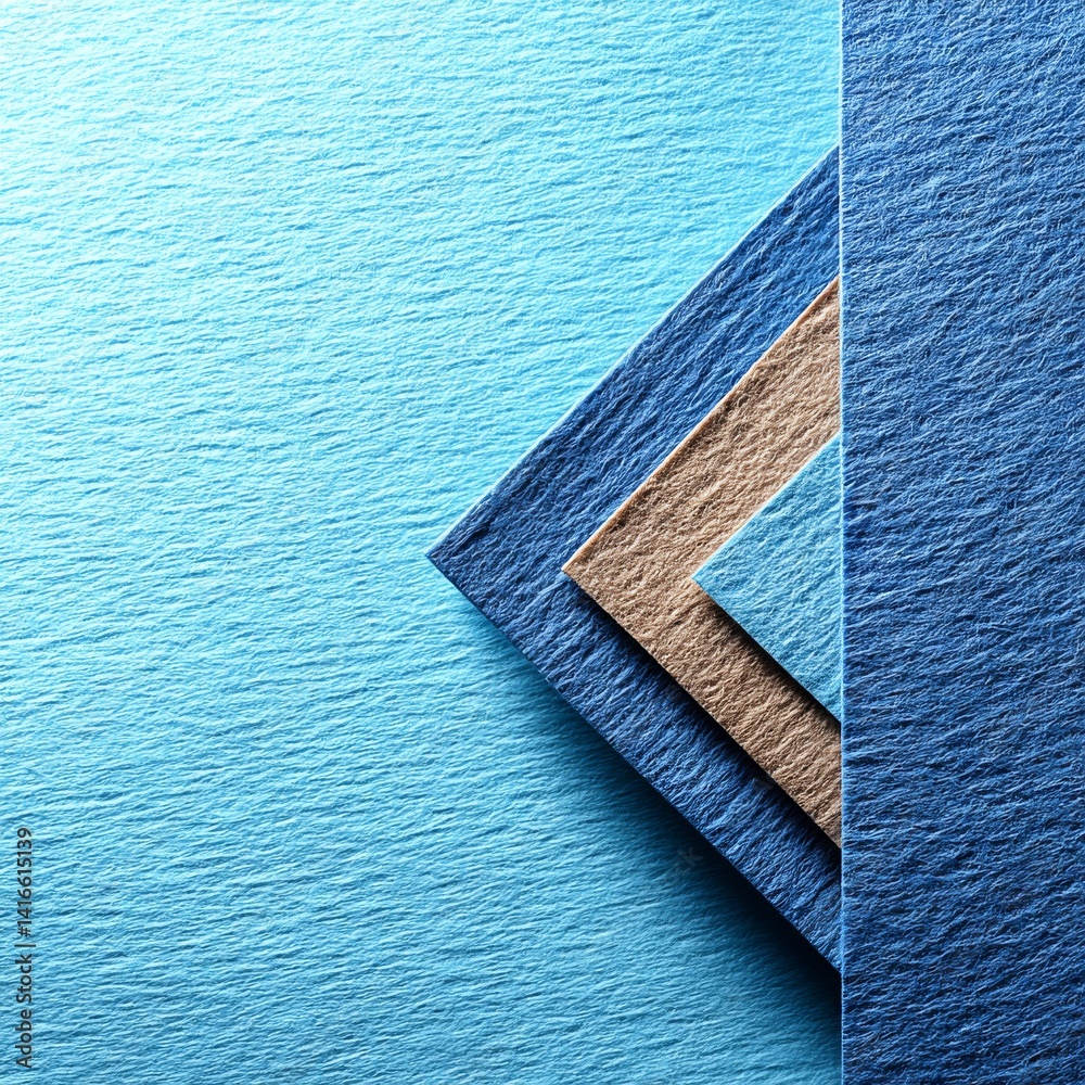 Poster Textured Paper Layers in Tones of Blue and Beige: An Abstract Composition for Graphic Design 