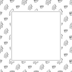 kitchen utensil frame. doodle kitchenware square frame. kitchen background