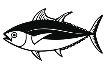 Beautiful fish mackerel fish silhouette black vector illustration 