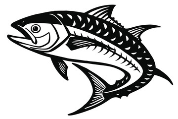 Beautiful fish mackerel fish silhouette black vector illustration 