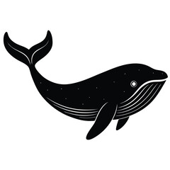 Vector black silhouette of a dolphin isolated on a white background