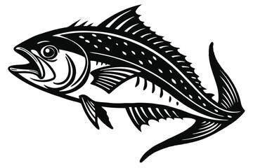 Beautiful fish mackerel fish silhouette black vector illustration 