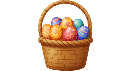 Fototapeta premium Easter Egg Basket with Patterned Eggs