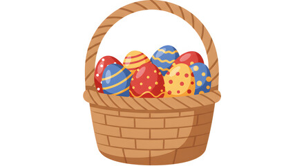 Fototapeta premium Easter Egg Basket Colorful Cartoon Illustration