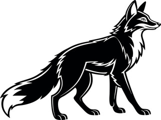 Obraz premium Fox Silhouette Art, Black Fox Illustration
