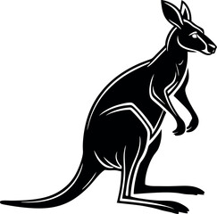 Fototapeta premium Kangaroo Silhouette Design, Stylized Kangaroo Illustration
