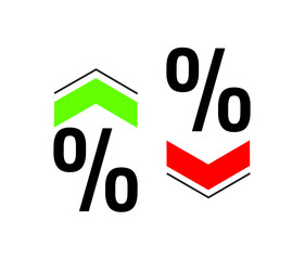 Percentage with arrow down and up line icon. Vector illustration.