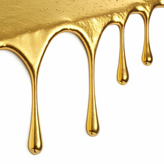 Dripping Golden Luxury Liquid Metal Texture with Isolated Glossy Flow