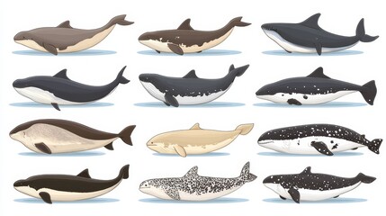 DiversePixelatedWhalesVarietyMarineLifeOceanMammalsAquaticSpeciesUnderwaterWorldCetaceanFaunaPixelArtDesignCollectionWildlifeNatureIllustrationsMarineEcosystemAnimatedSeaCreaturesDigitalOceanLifeSet