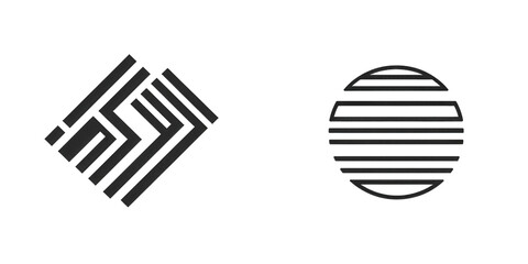 Abstract geometric shapes featuring a diamond and a circular design, showcasing modern minimalism against a plain background isolated on white or transparent png