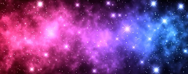 Obraz premium Pink and blue nebula with bright stars. Cosmic background