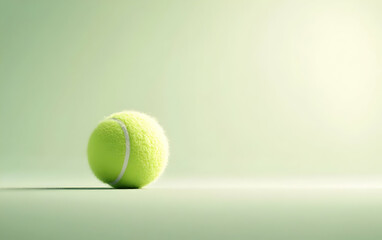 A close-up view of a vibrant green tennis ball on a soft surface, symbolizing athleticism and leisure.