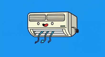 Cute cartoon air conditioner illustration