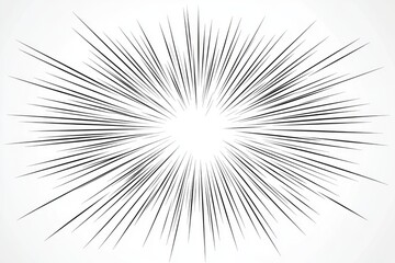 Obraz premium Abstract radial lines burst, radiating outwards from center. High contrast monochrome design