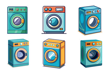 Colorful Cartoon Washing Machine Set with Variety of Styles and Designs