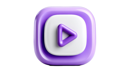 Purple play button in a rounded square shape