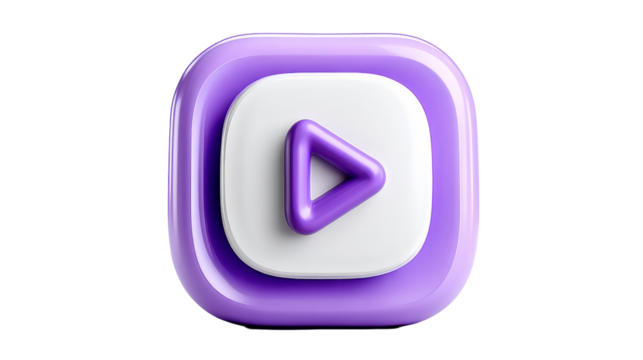 Purple play button in a rounded square shape