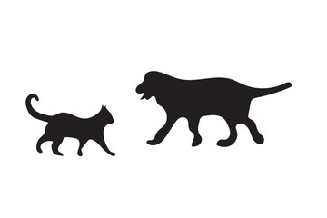 Cats And Dogs Sitting Silhouette Vector EPS