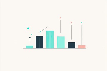 Fototapeta premium Abstract bar chart illustrating data trends with varying heights and colors
