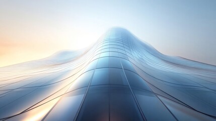 Abstract Blue Geometric Mountain Landscape