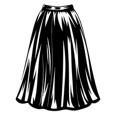 Stylized illustration of a black full skirt suitable for fashion designs