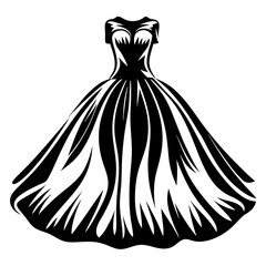 Elegant black and white ball gown with sweeping lines of style