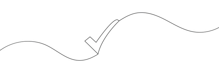 Fototapeta premium Continuous line drawing of check mark. Tick one line icon. One line drawing background. Vector illustration. Check&nbsp;mark&nbsp;black&nbsp;icon .Vector Illustration .EPS 10 . 
