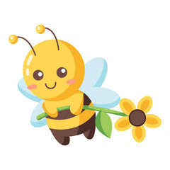 Flying bee bring flower